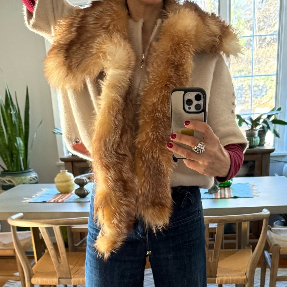 Real Red Fox Fur Stole Wrap Scarf Wedding Wrap - Picture 2 of 6
